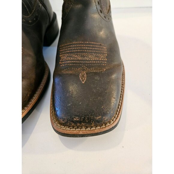 Ariat Brown Mens Leather Cowboy Boots Size 9.5D Western Square Toe Style 1001096 - Picture 10 of 13
